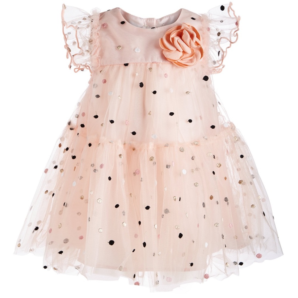 Bonnie Baby Baby Girl’s Metallic-Dot Mesh Dress